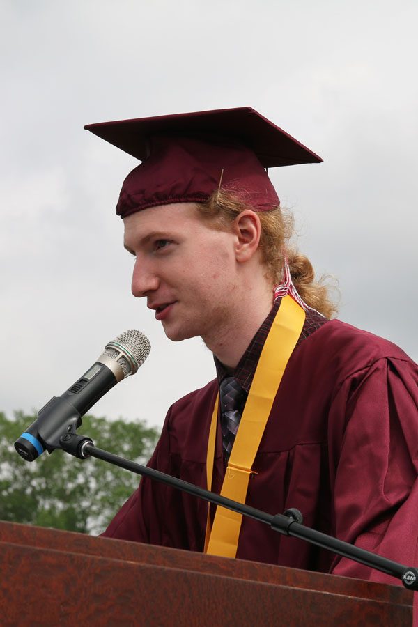 Salutatorian Jake Richeal received a standing ovation for his speech on Saturday, May 28, 2016.