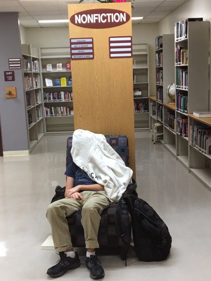 Dr. Koch tweeted this picture of a sleepy student in the library January 17, 2017.