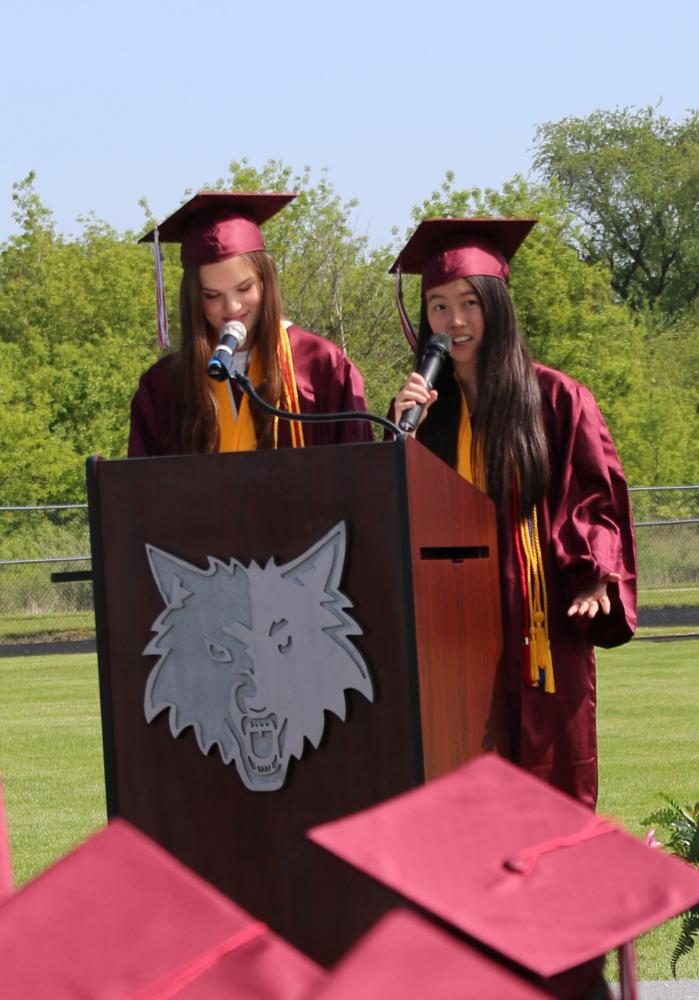 Alli Jepsen and Annie Qiu debated whether a cup of Starbucks or a bowl of rice was the better metaphor for high school.