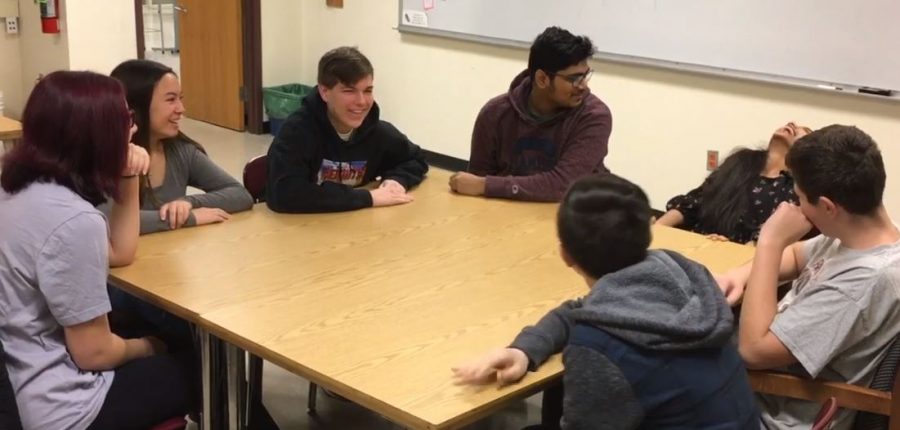 Before school on Wednesday, December 12, 2018, Prairie Ridge news team members discuss the recent closures of most bathrooms due to an increase in vandalism.