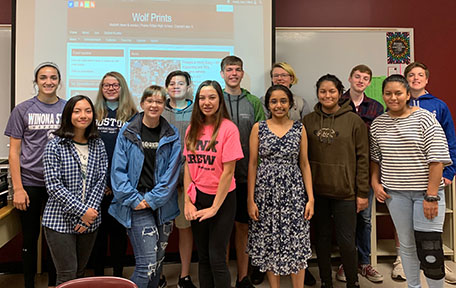 Members of the PR News Team gathered before school on Tuesday, October 1, 2019 to film a new video to encourage other students to join.