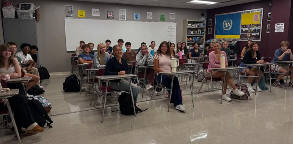 Prairie Ridge students interested in participating in PR's newest club, Model UN, attended the first meeting of the year on August 21, 2025. Photo Credit: @pr.model.un on Instagram